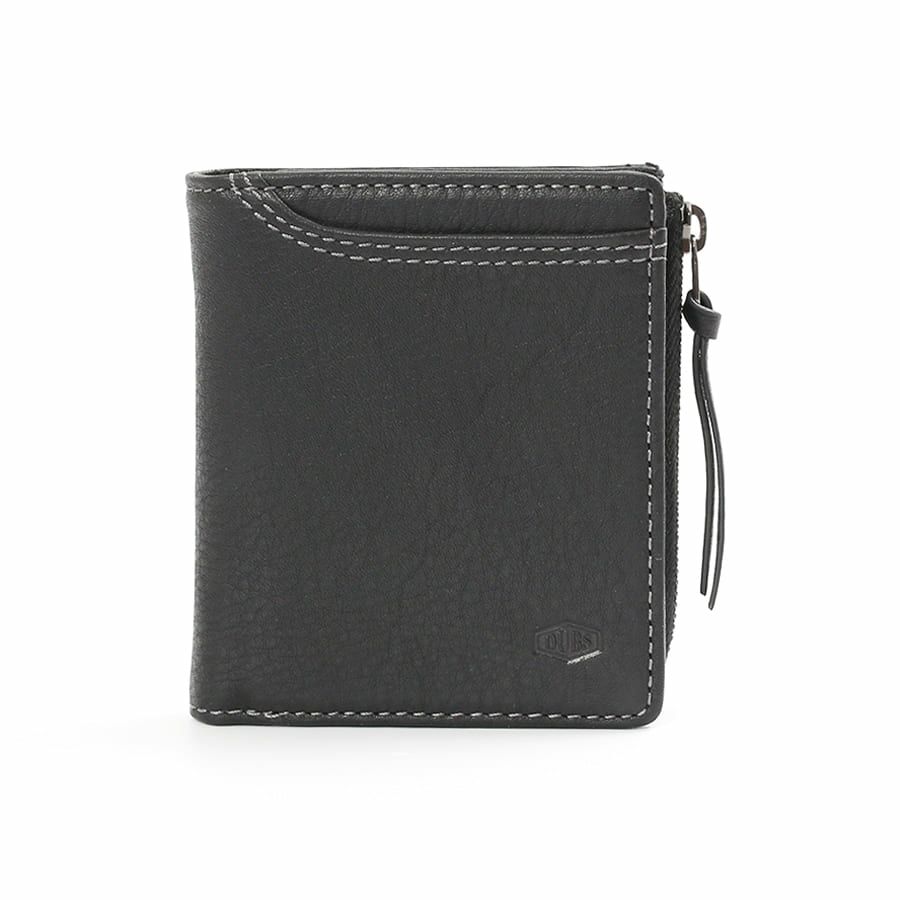 DOUBLES 二つ折り財布 一毛牛手塗り加工×牛革 DTS-1420