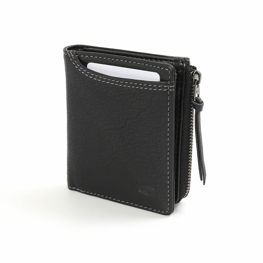 DOUBLES 二つ折り財布 一毛牛手塗り加工×牛革 DTS-1420