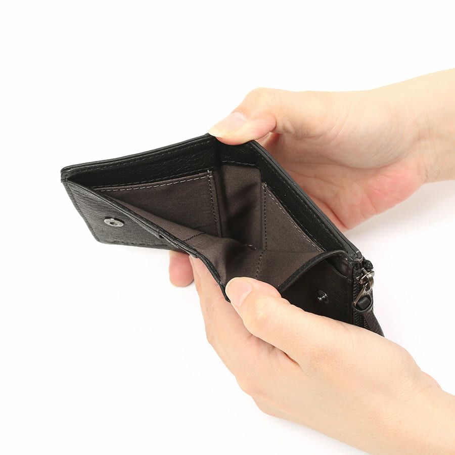 DOUBLES 二つ折り財布 一毛牛手塗り加工×牛革 DTS-1420