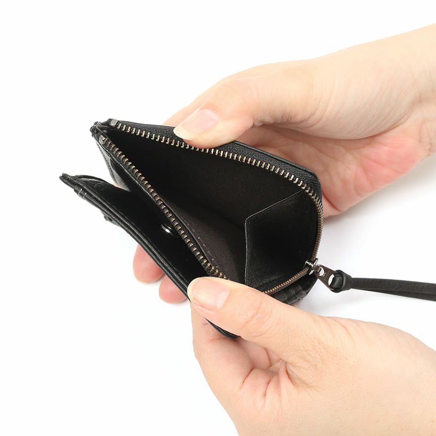 DOUBLES 二つ折り財布 一毛牛手塗り加工×牛革 DTS-1420