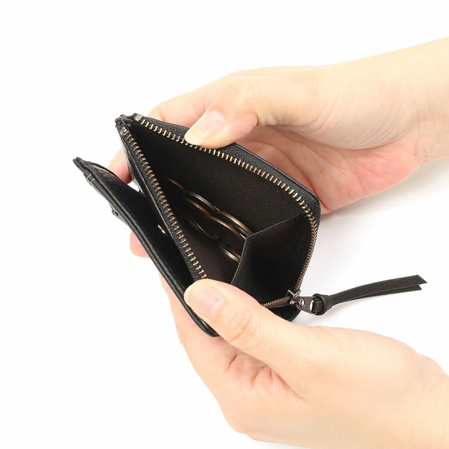 DOUBLES 二つ折り財布 一毛牛手塗り加工×牛革 DTS-1420