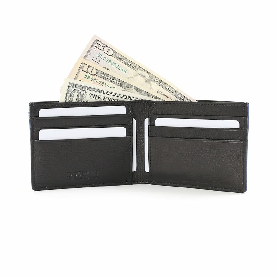 DOUBLES 二つ折り財布 一毛牛手塗り加工×牛革 DTS-1421