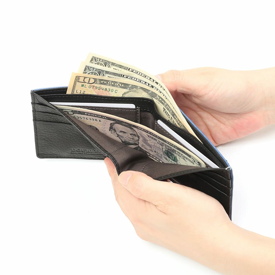 DOUBLES 二つ折り財布 一毛牛手塗り加工×牛革 DTS-1421