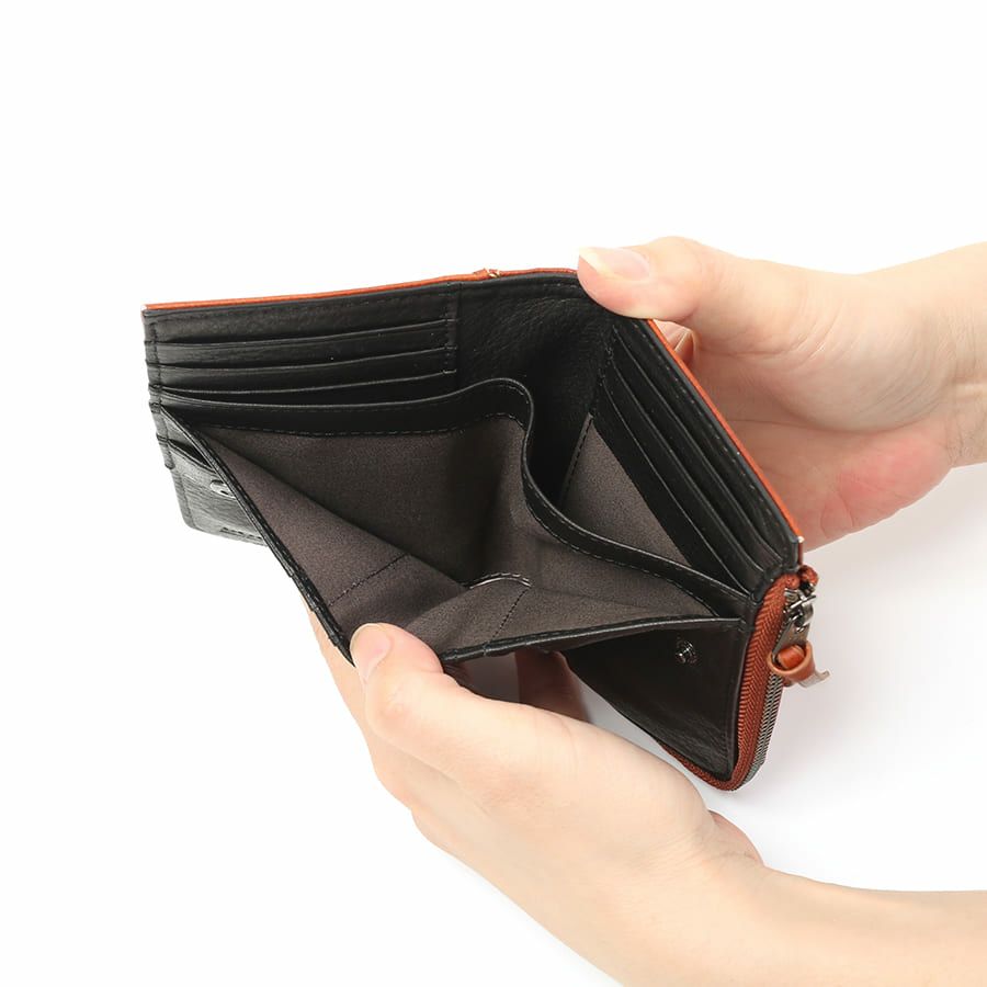  DOUBLES 深札入れ 一毛牛手塗り加工×牛革 DTS-1422