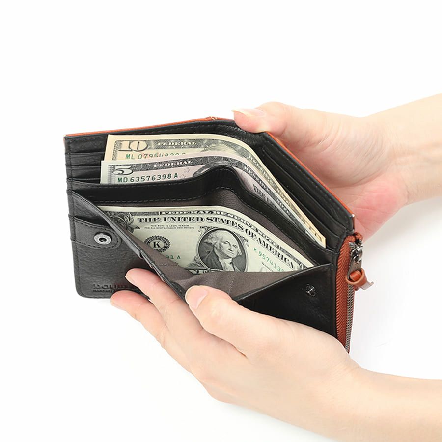  DOUBLES 深札入れ 一毛牛手塗り加工×牛革 DTS-1422