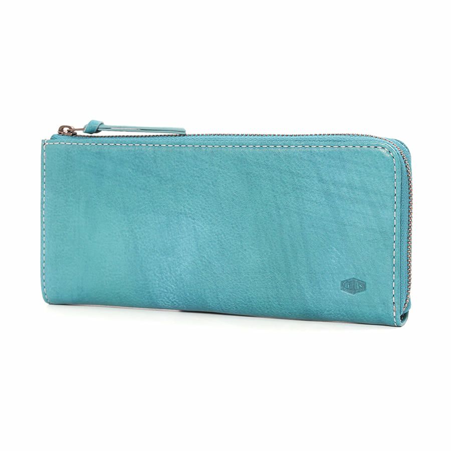 DOUBLES L字ファスナー長財布 一毛牛手塗り加工×牛革 DTS-1423