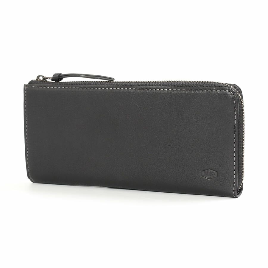 DOUBLES L字ファスナー長財布 一毛牛手塗り加工×牛革 DTS-1423