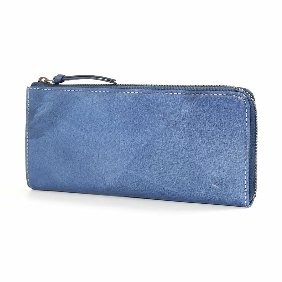 DOUBLES L字ファスナー長財布 一毛牛手塗り加工×牛革 DTS-1423