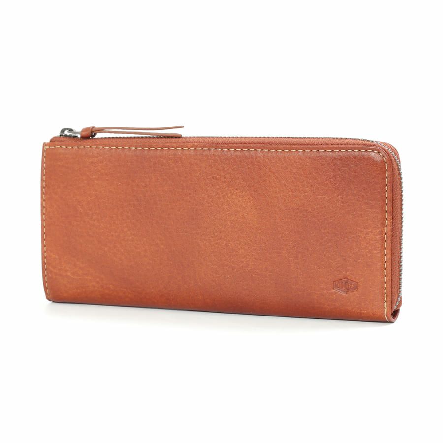 DOUBLES L字ファスナー長財布 一毛牛手塗り加工×牛革 DTS-1423