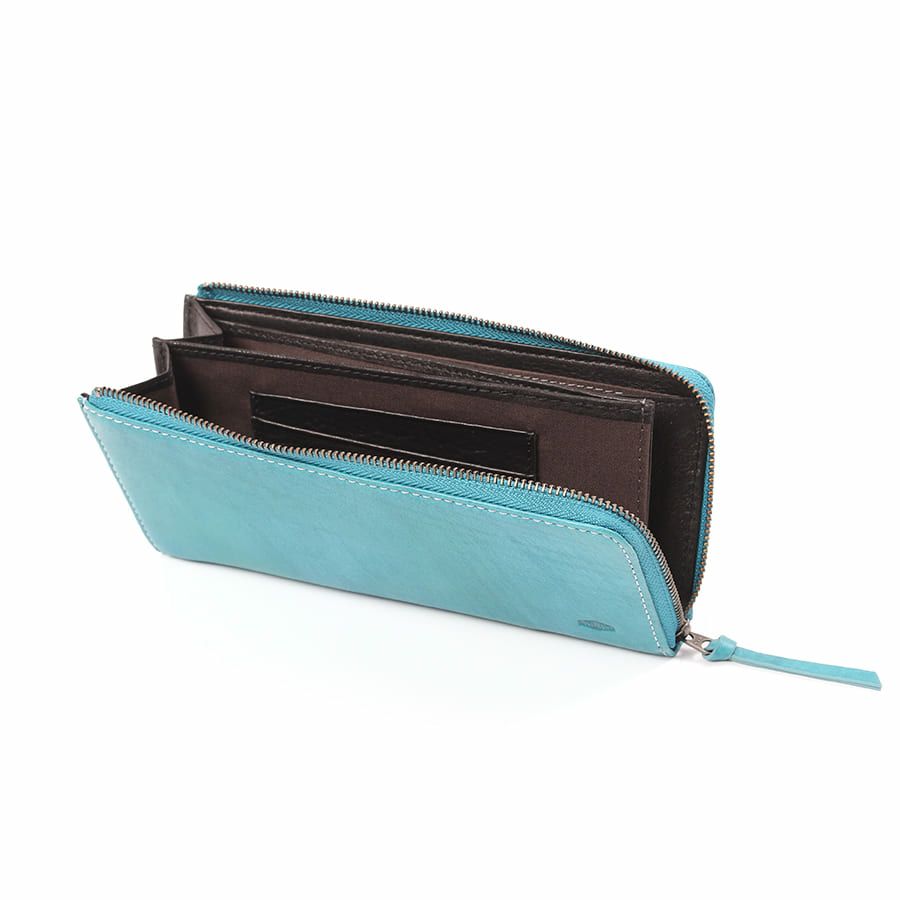 DOUBLES L字ファスナー長財布 一毛牛手塗り加工×牛革 DTS-1423