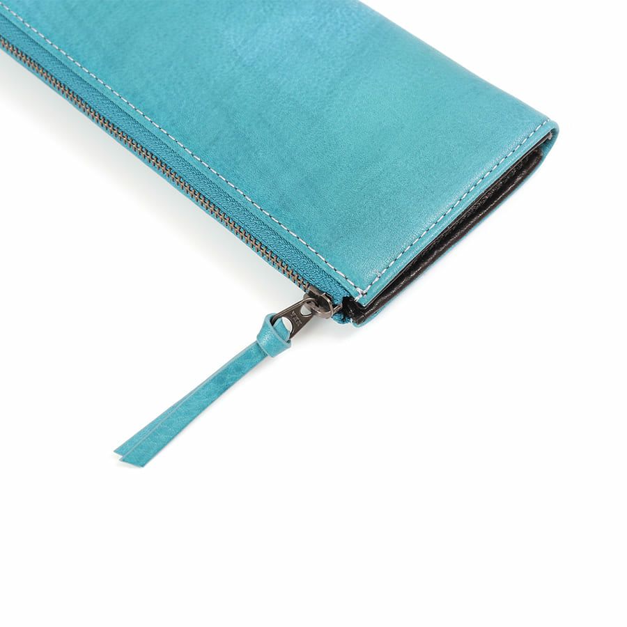 DOUBLES L字ファスナー長財布 一毛牛手塗り加工×牛革 DTS-1423