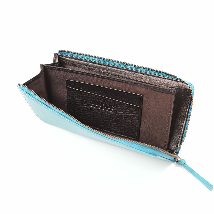 DOUBLES L字ファスナー長財布 一毛牛手塗り加工×牛革 DTS-1423