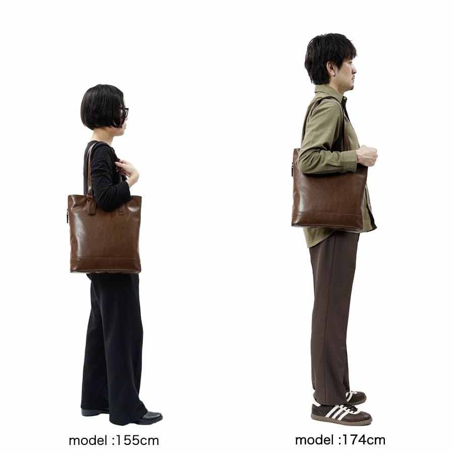 DOUBLES 薄マチ縦型トートバッグ ボンデッドレザーファイバ KGH-1082