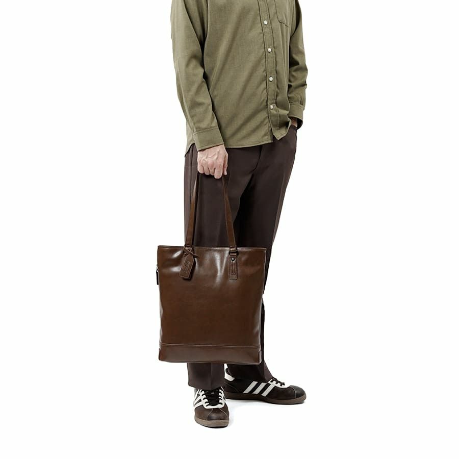 DOUBLES 薄マチ縦型トートバッグ ボンデッドレザーファイバ KGH-1082