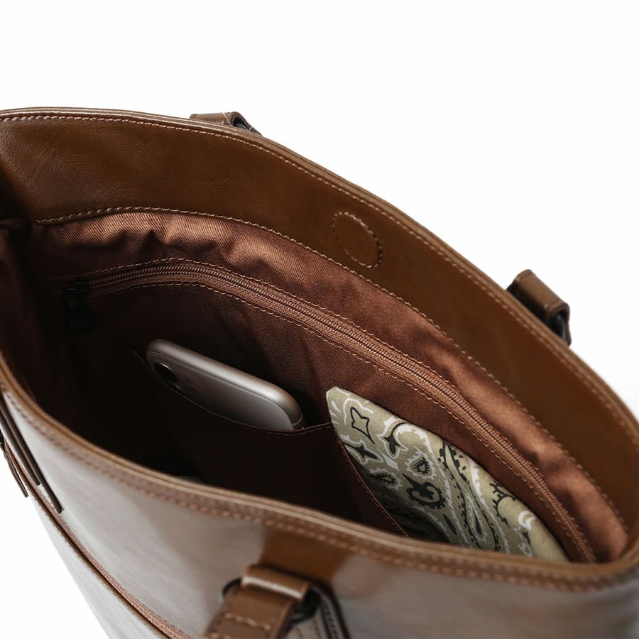 DOUBLES 薄マチ縦型トートバッグ ボンデッドレザーファイバ KGH-1082