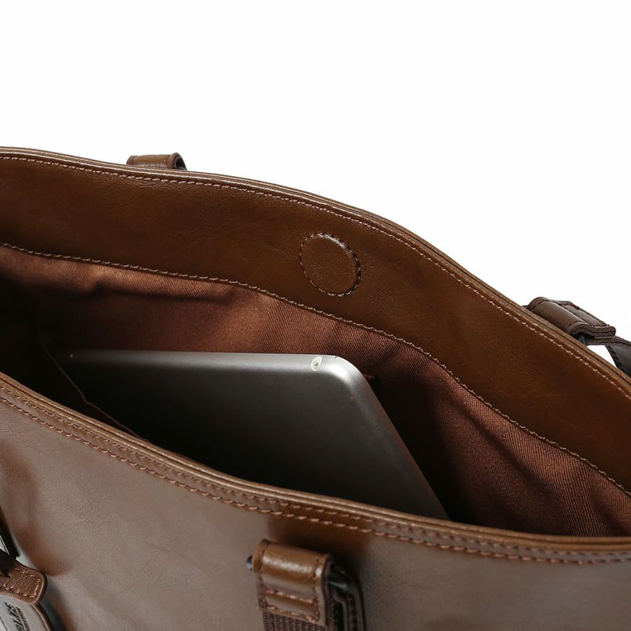 DOUBLES 薄マチ縦型トートバッグ ボンデッドレザーファイバ KGH-1082