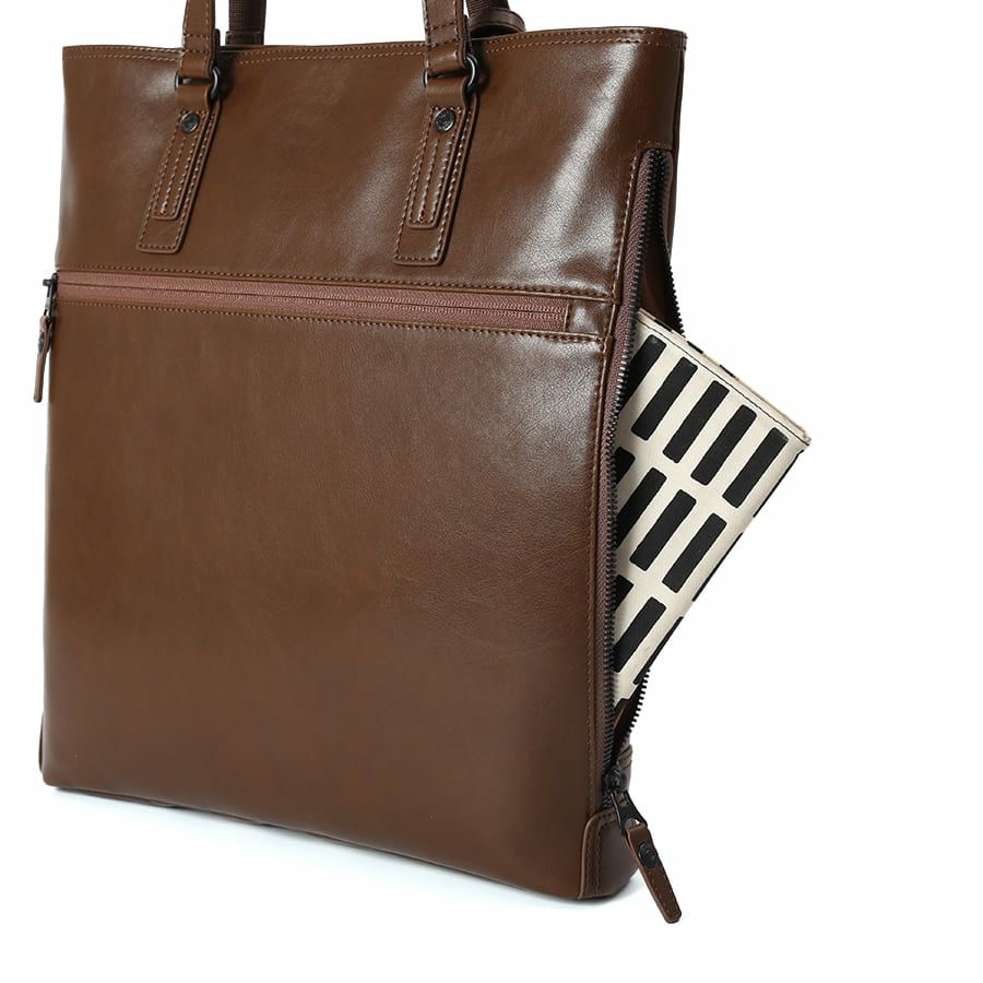 DOUBLES 薄マチ縦型トートバッグ ボンデッドレザーファイバ KGH-1082