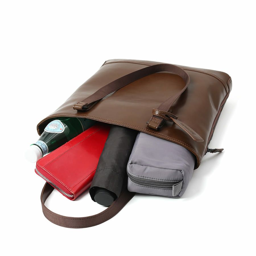 DOUBLES 薄マチ縦型トートバッグ ボンデッドレザーファイバ KGH-1082