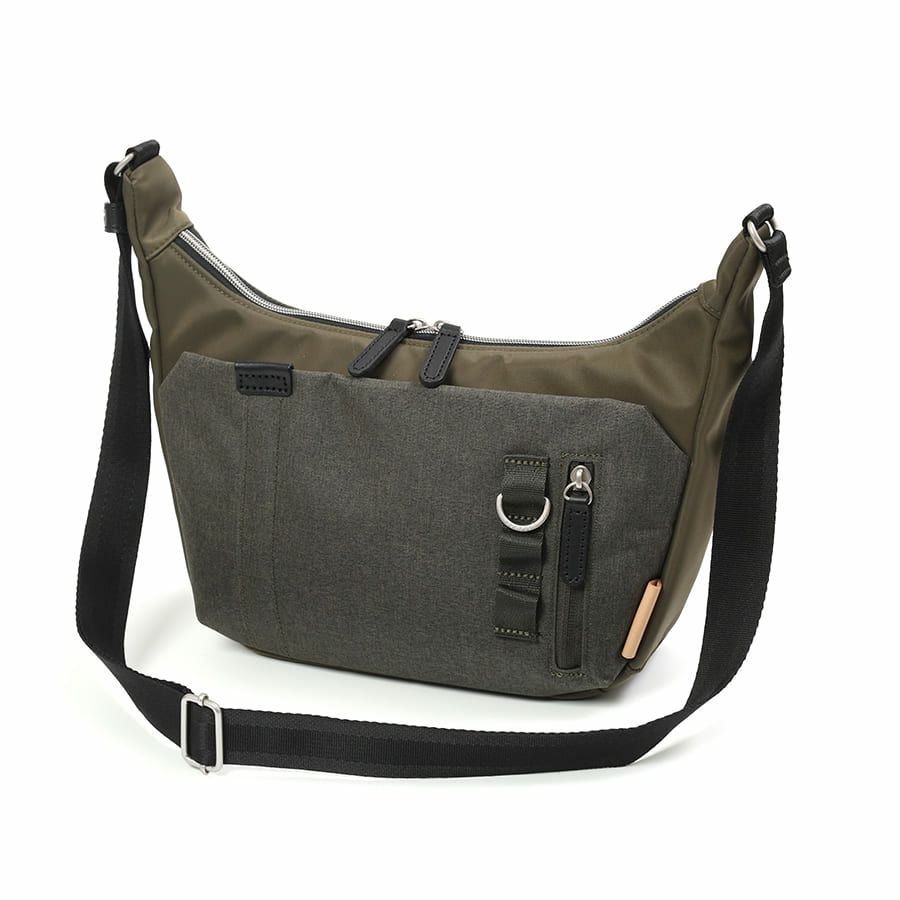 MOUSTACHE ショルダーバッグミニ 高密ポリエステル×杢調ポリエステル×牛革 BET-0340