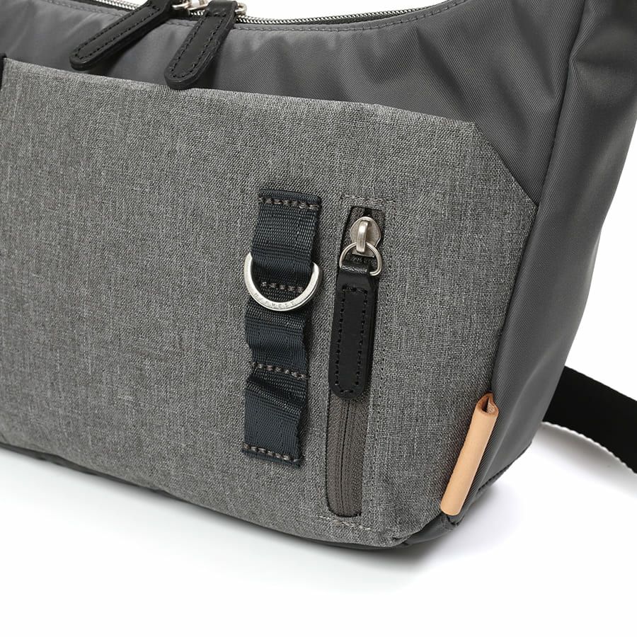 MOUSTACHE ショルダーバッグミニ 高密ポリエステル×杢調ポリエステル×牛革 BET-0340