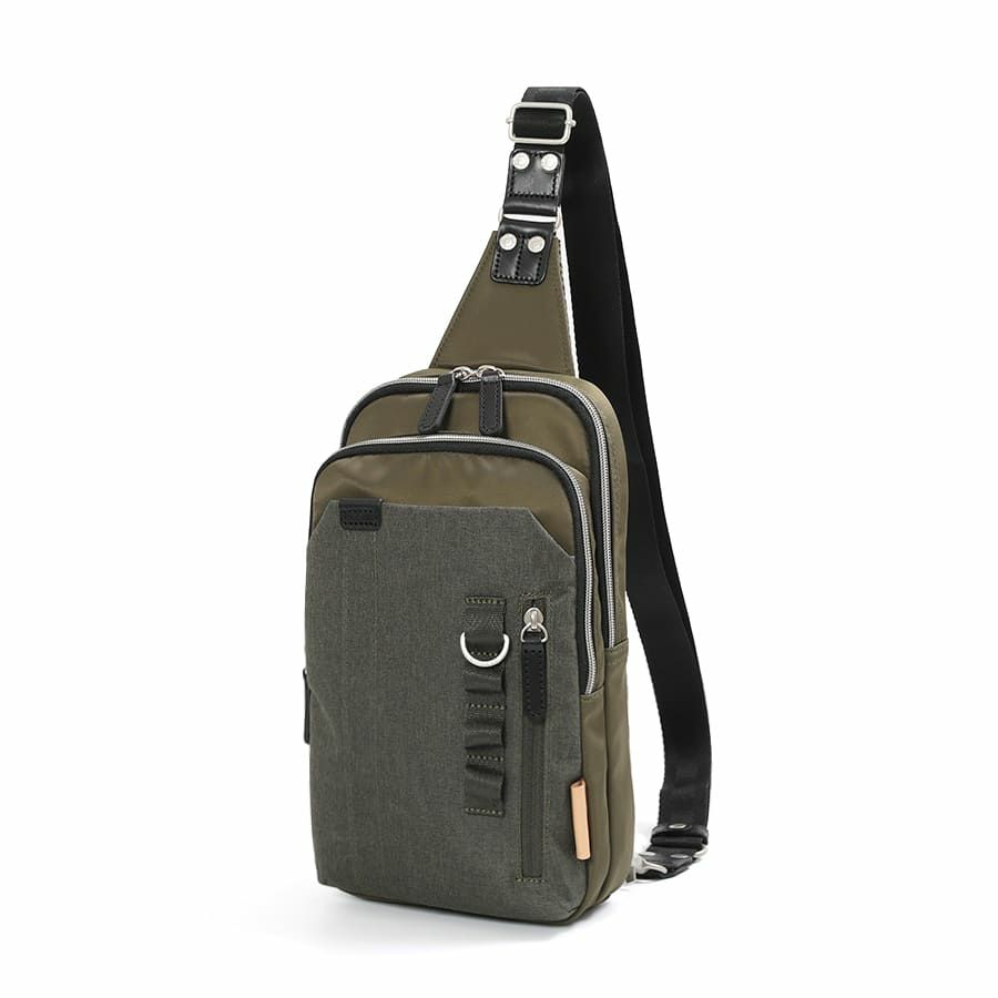 MOUSTACHE ボディバッグ 高密ポリエステル×杢調ポリエステル×牛革 BET-0341