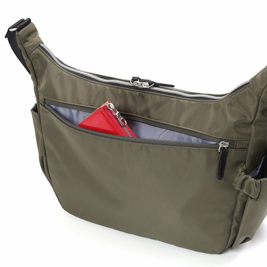 MOUSTACHE ショルダーバッグ 高密ポリエステル×杢調ポリエステル×牛革 BET-0342