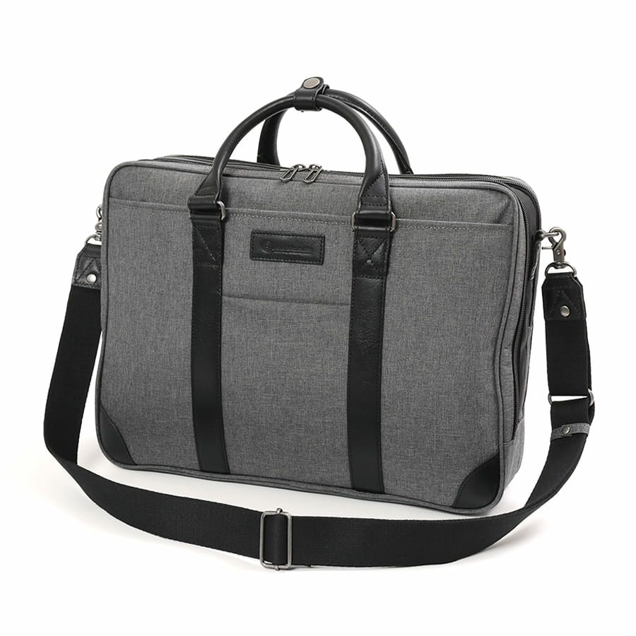 moustache on time 2層ブリーフケース 杢調ポリエステル×牛革 JWT-2830