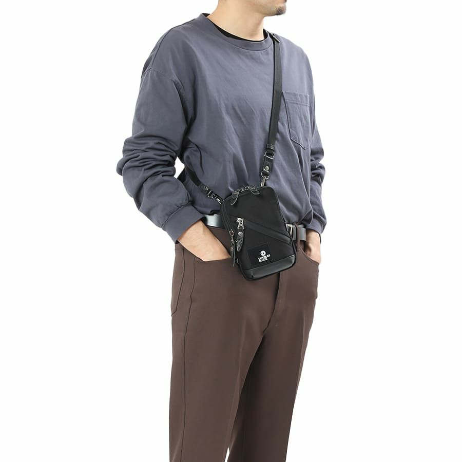 DOUBLES BLACK 2wayミニショルダー バリスティックナイロン×マットターポリン×牛革 JNB-3320