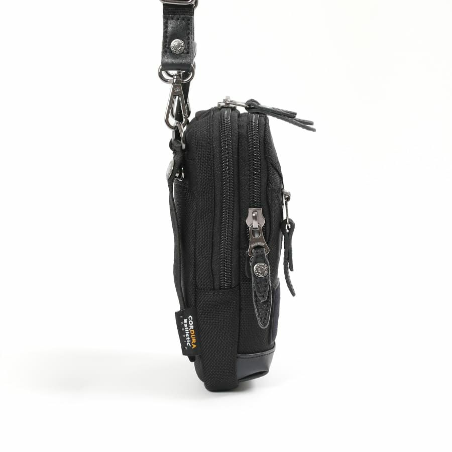 DOUBLES BLACK 2wayミニショルダー バリスティックナイロン×マットターポリン×牛革 JNB-3320