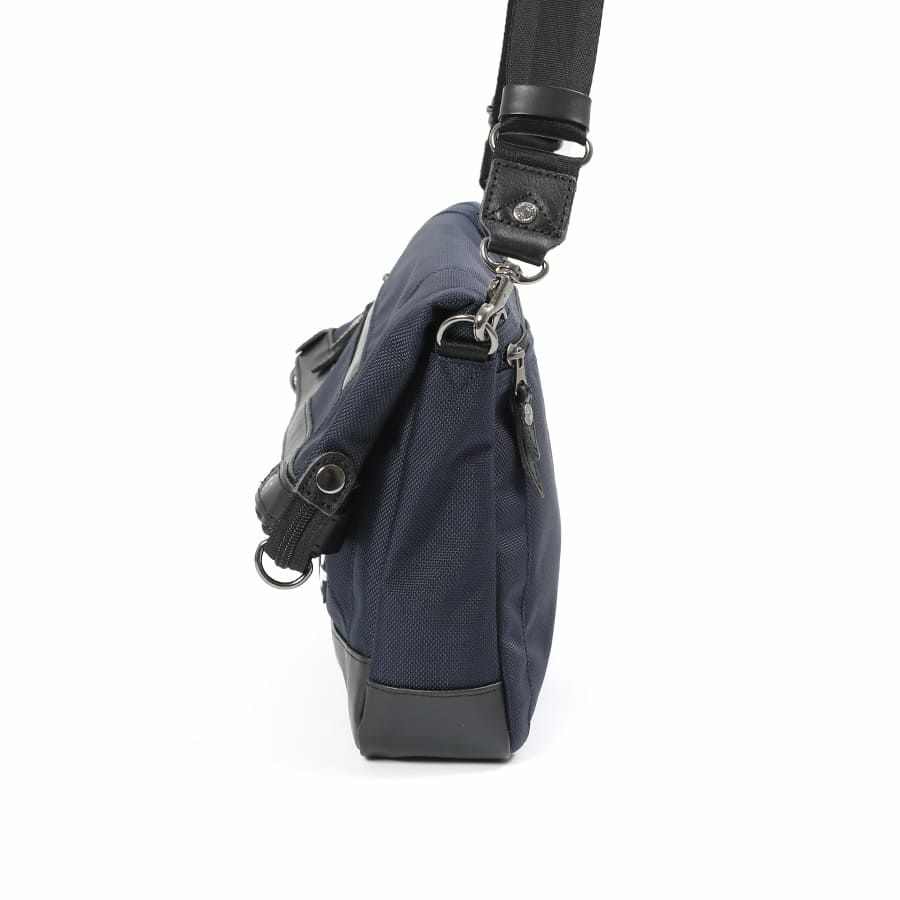 DOUBLES BLACK 口折れショルダーバッグ バリスティックナイロン×マットターポリン×牛革 JNB-3321