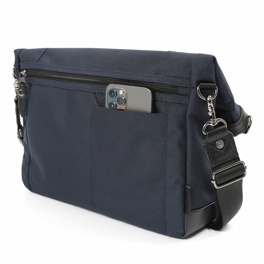 DOUBLES BLACK 口折れショルダーバッグ バリスティックナイロン×マットターポリン×牛革 JNB-3321