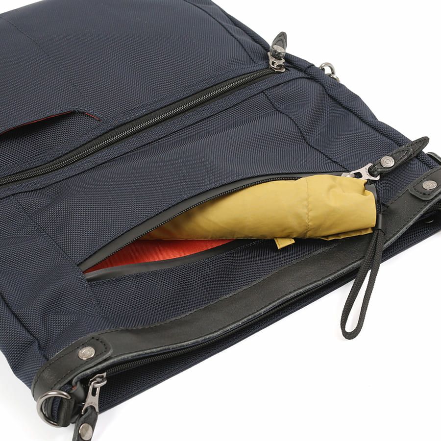 DOUBLES BLACK 口折れショルダーバッグ バリスティックナイロン×マットターポリン×牛革 JNB-3321