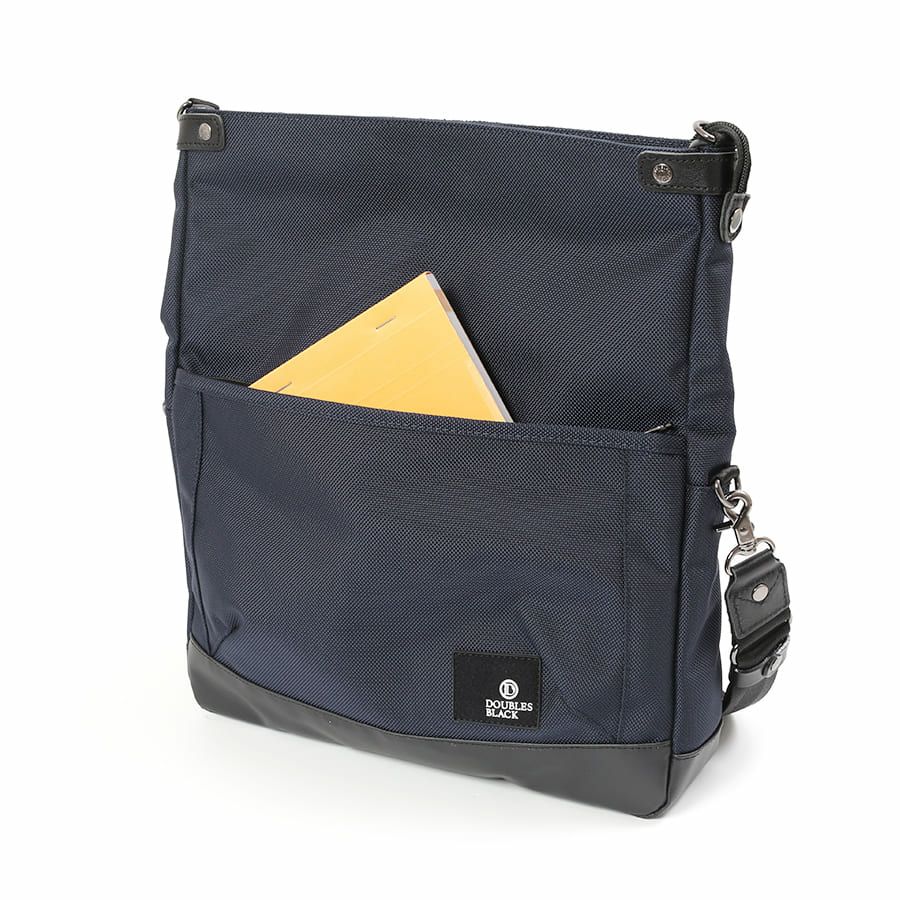 DOUBLES BLACK 口折れショルダーバッグ バリスティックナイロン×マットターポリン×牛革 JNB-3321