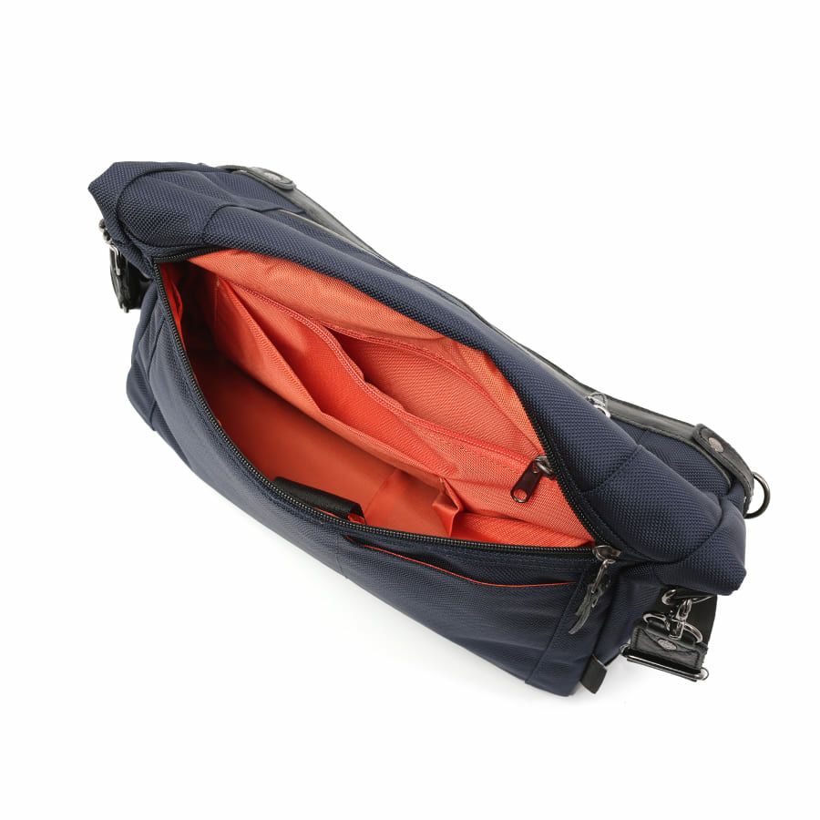 DOUBLES BLACK 口折れショルダーバッグ バリスティックナイロン×マットターポリン×牛革 JNB-3321