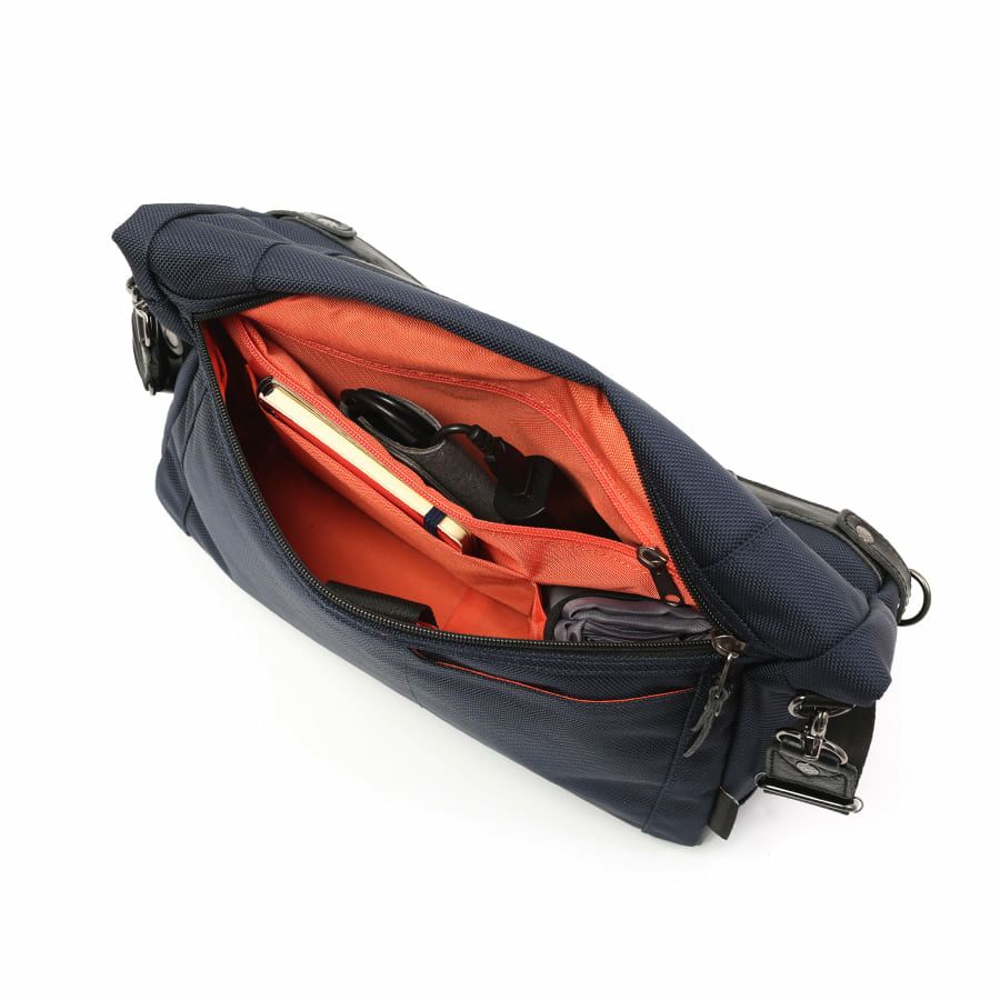 DOUBLES BLACK 口折れショルダーバッグ バリスティックナイロン×マットターポリン×牛革 JNB-3321