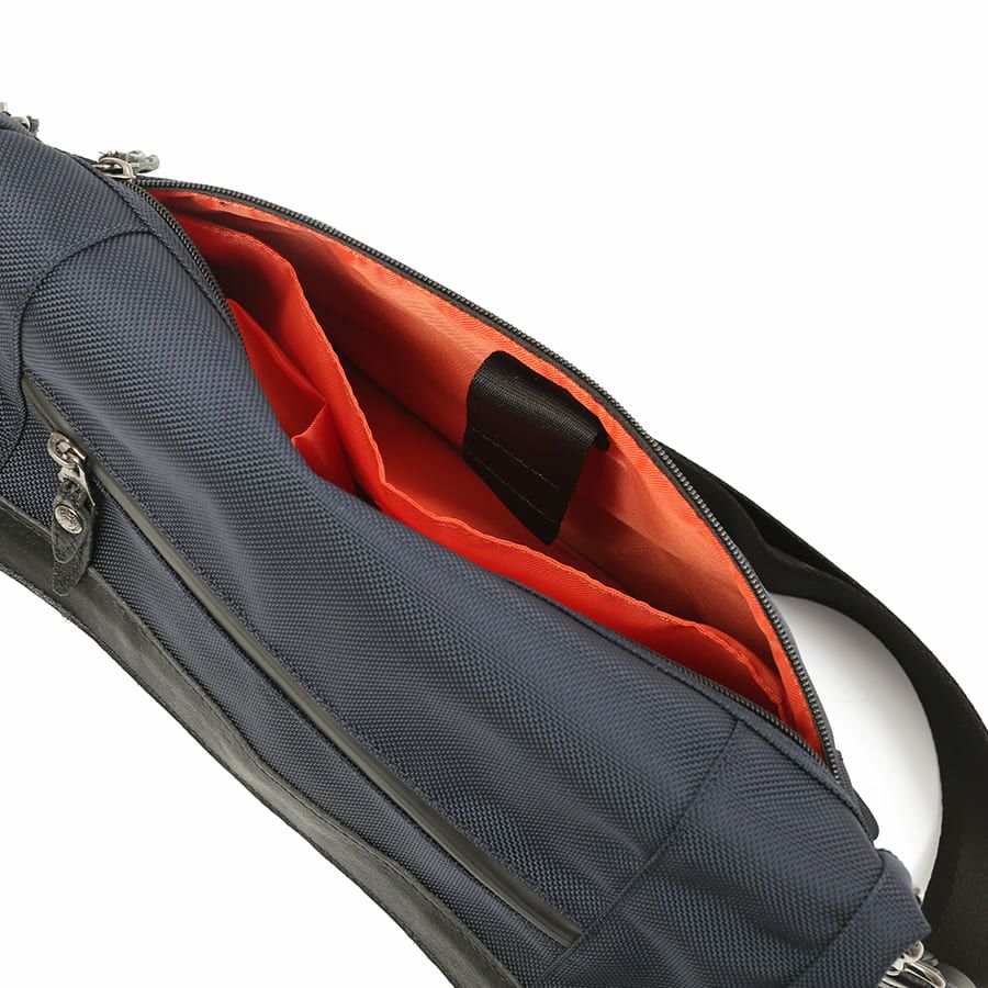 DOUBLES BLACK 口折れショルダーバッグ バリスティックナイロン×マットターポリン×牛革 JNB-3321