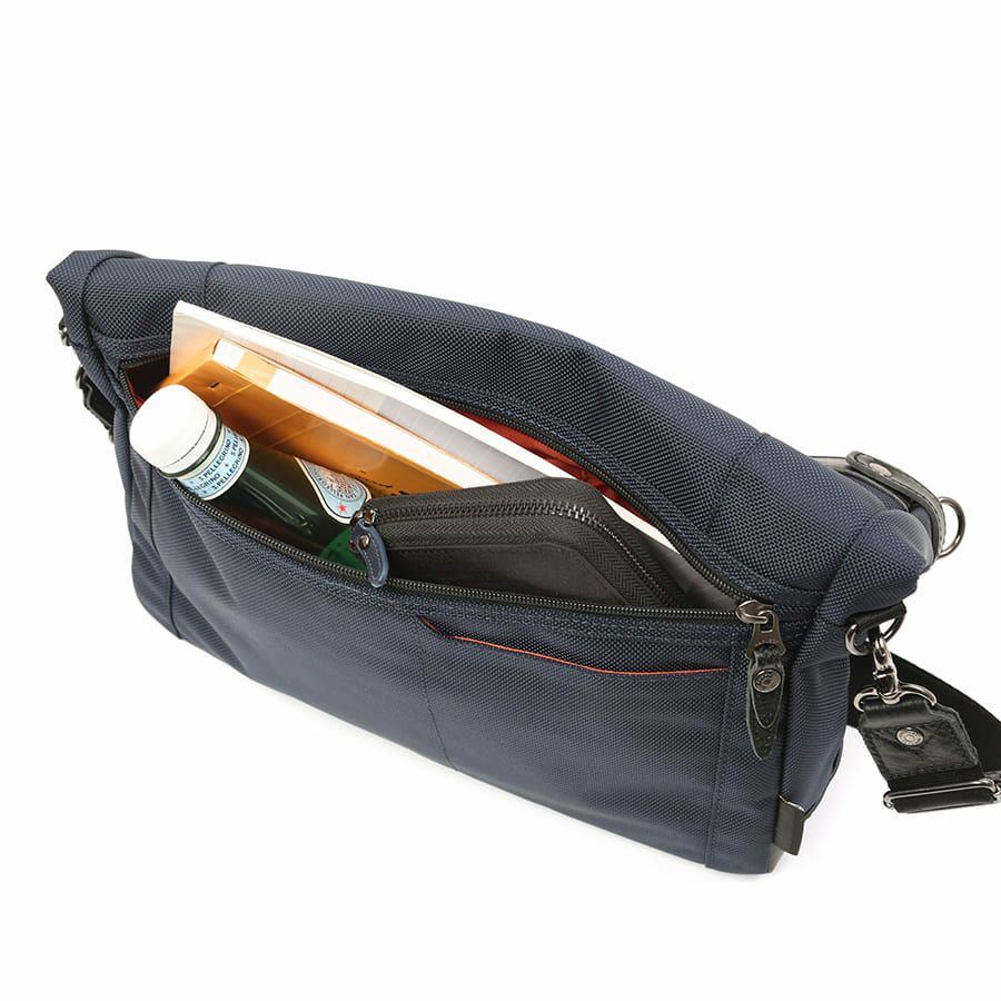 DOUBLES BLACK 口折れショルダーバッグ バリスティックナイロン×マットターポリン×牛革 JNB-3321