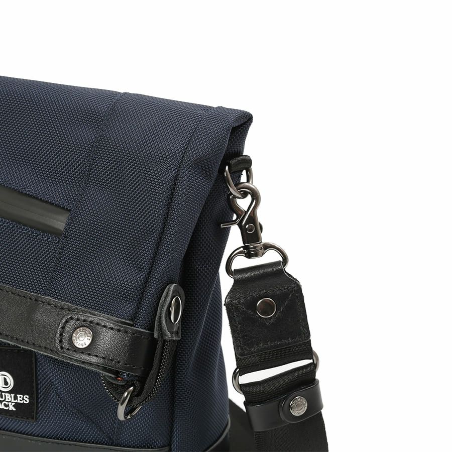 DOUBLES BLACK 口折れショルダーバッグ バリスティックナイロン×マットターポリン×牛革 JNB-3321