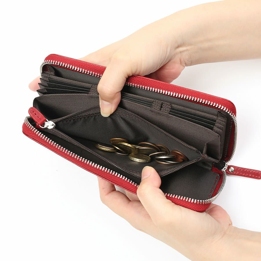 DOUBLES ラウンドファスナー長財布 イタリアン牛革 XAL-7673