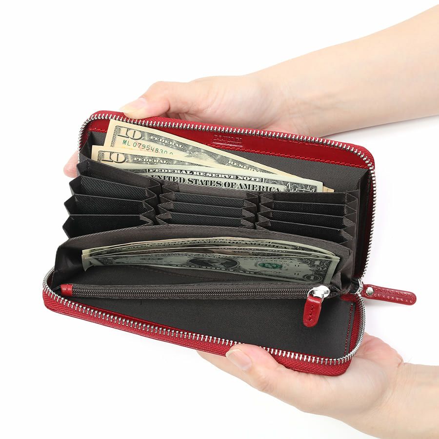 DOUBLES ラウンドファスナー長財布 イタリアン牛革 XAL-7673