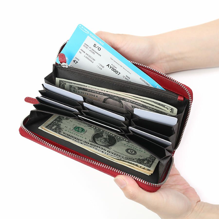 DOUBLES ラウンドファスナー長財布 イタリアン牛革 XAL-7673