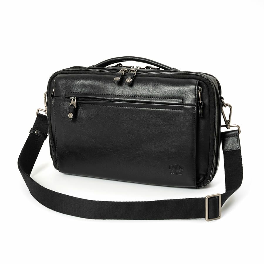 DOUBLES 2WAYクラッチショルダーバッグ 牛革×ポリエステル KWW-1345