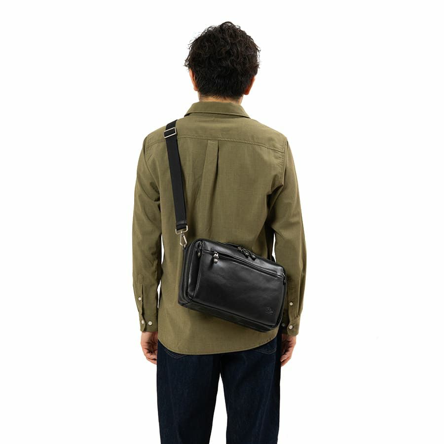 DOUBLES 2WAYクラッチショルダーバッグ 牛革×ポリエステル KWW-1345