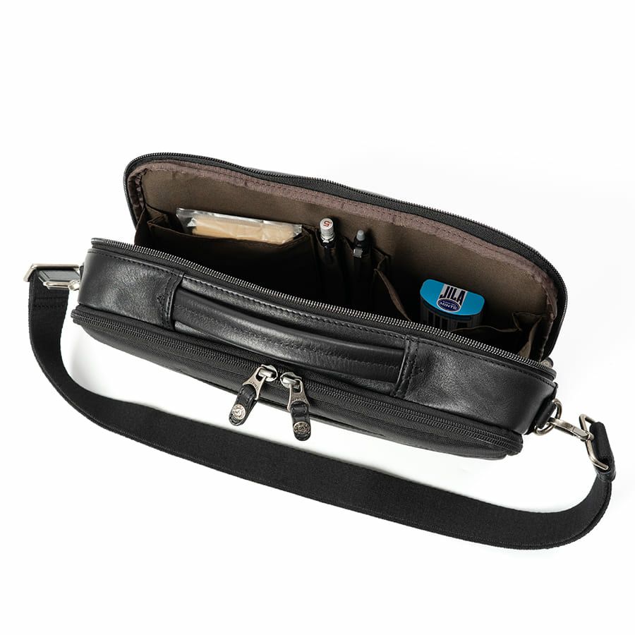 DOUBLES 2WAYクラッチショルダーバッグ 牛革×ポリエステル KWW-1345