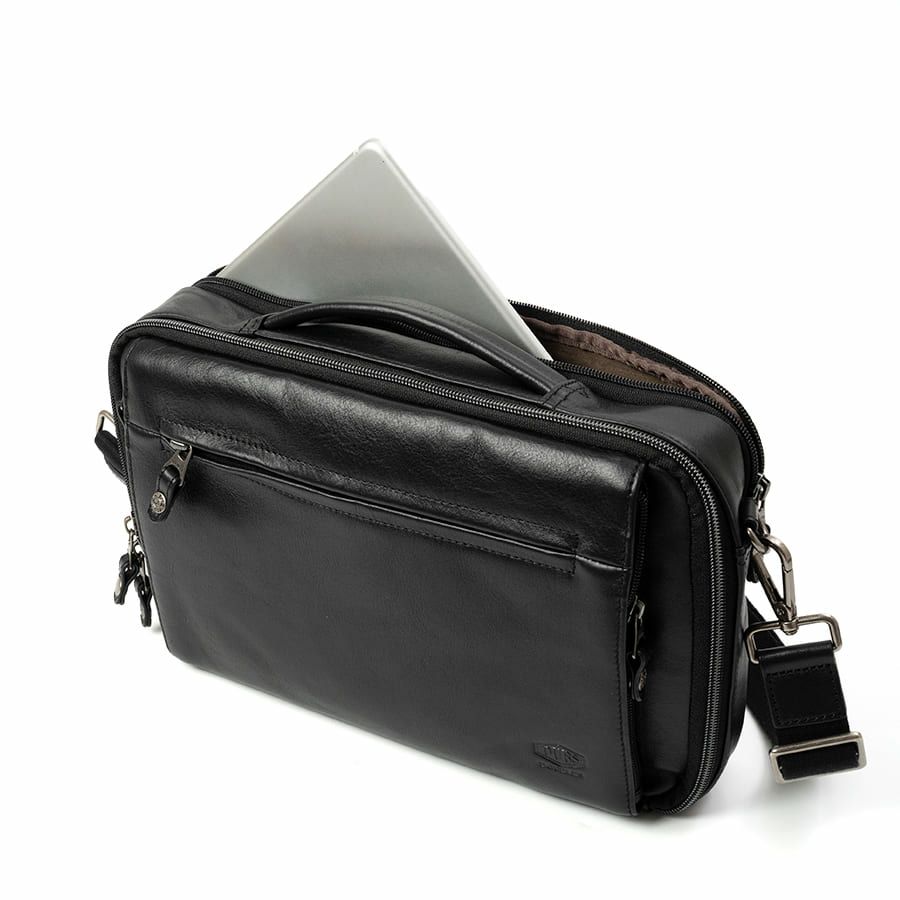 DOUBLES 2WAYクラッチショルダーバッグ 牛革×ポリエステル KWW-1345