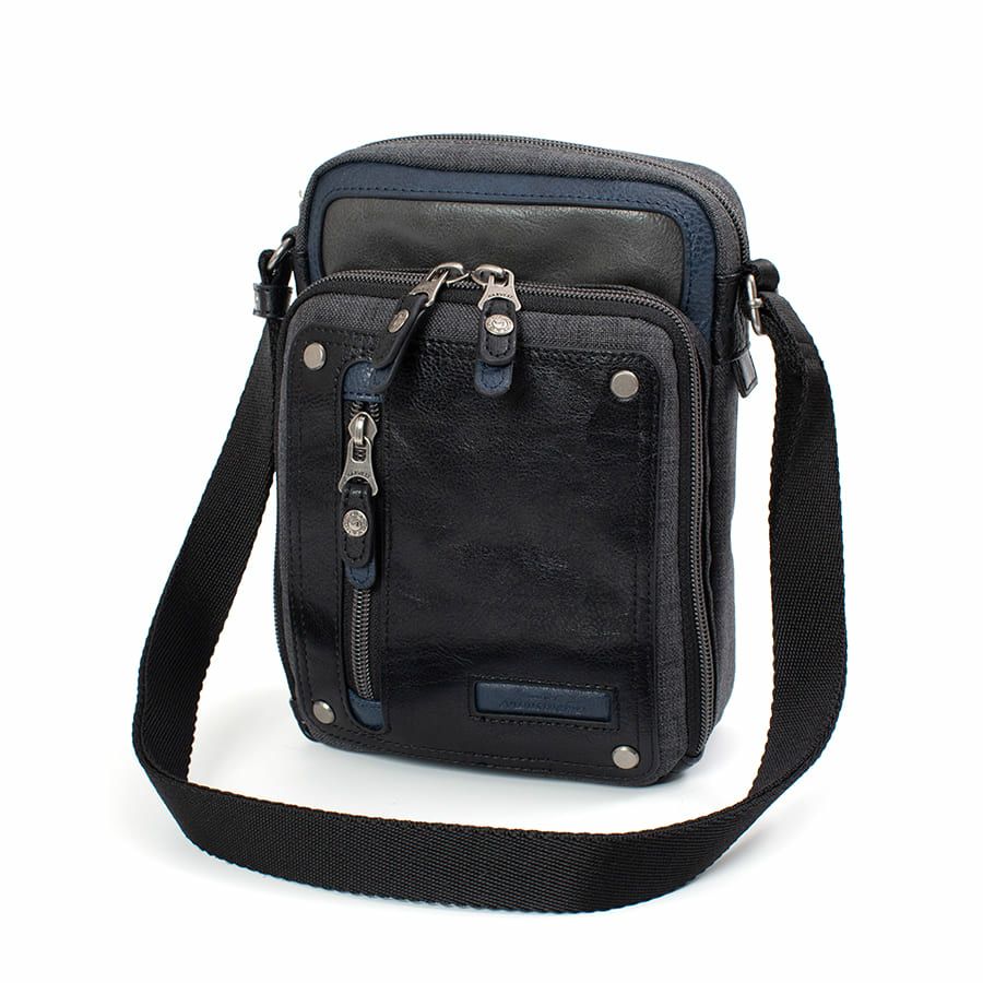 MOUSTACHE 縦型ミニショルダーバッグ シュリンク合皮×マット合皮×杢調ポリ JEX-4331