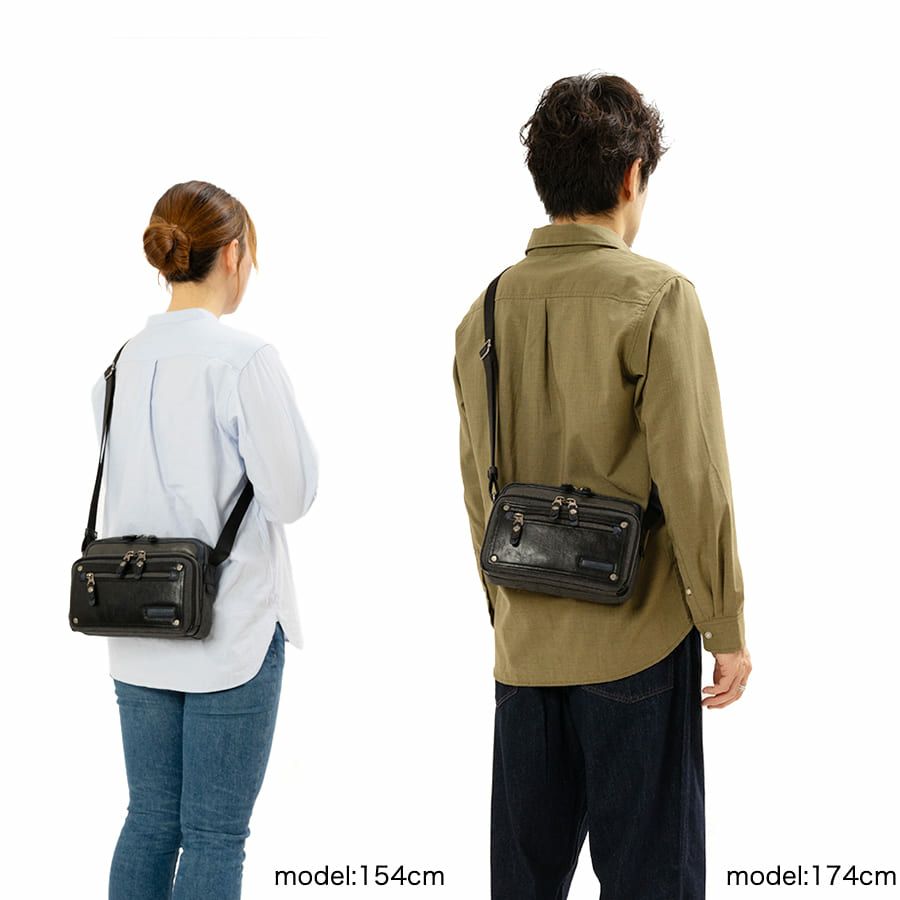 MOUSTACHE 横型ミニショルダーバッグ シュリンク合皮×マット合皮×杢調ポリ JEX-4332