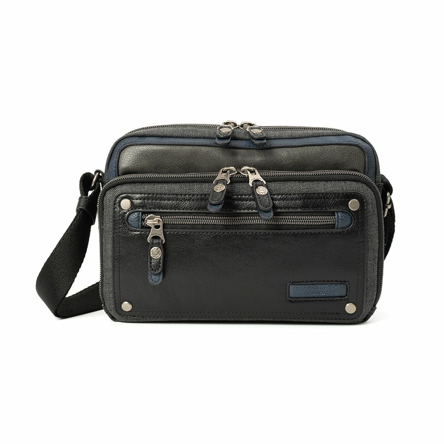 MOUSTACHE 横型ミニショルダーバッグ シュリンク合皮×マット合皮×杢調ポリ JEX-4332