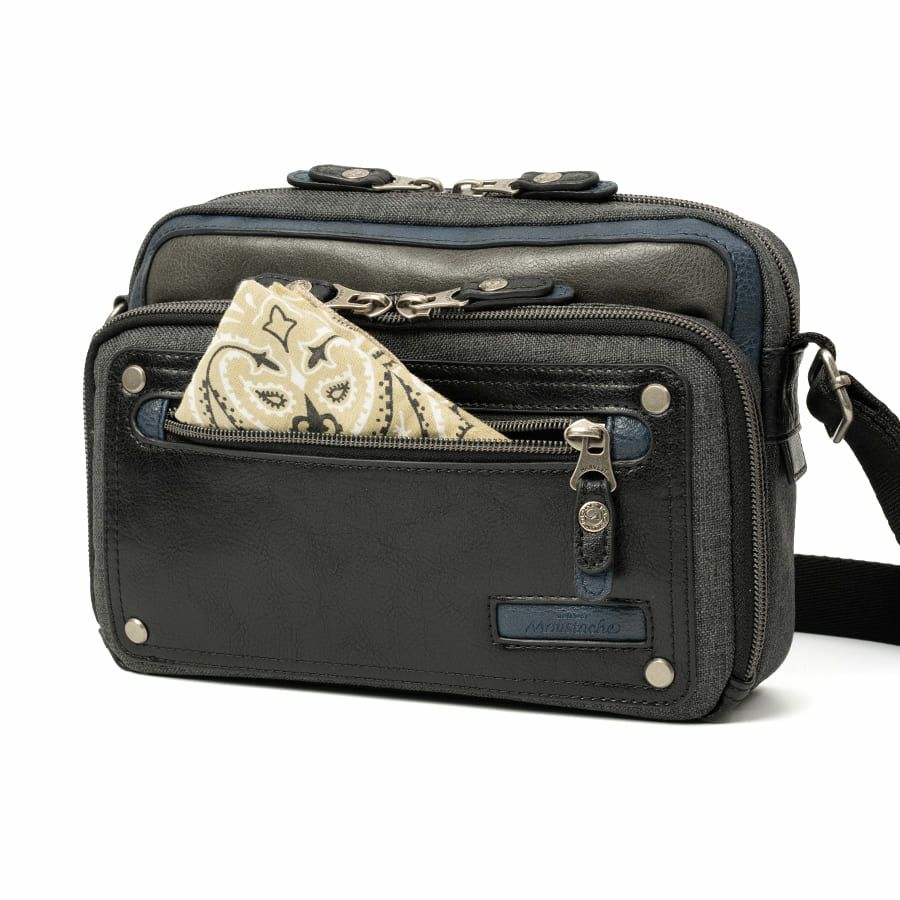 MOUSTACHE 横型ミニショルダーバッグ シュリンク合皮×マット合皮×杢調ポリ JEX-4332