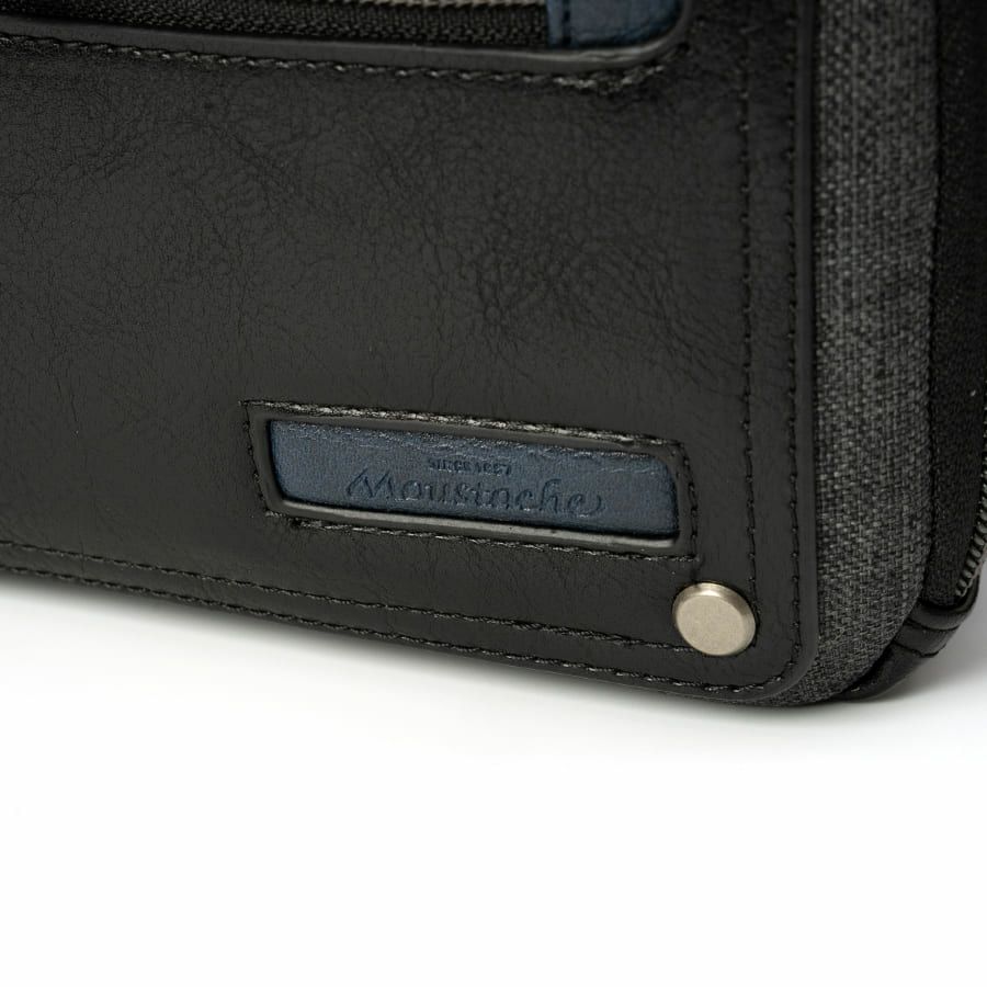 MOUSTACHE 横型ミニショルダーバッグ シュリンク合皮×マット合皮×杢調ポリ JEX-4332